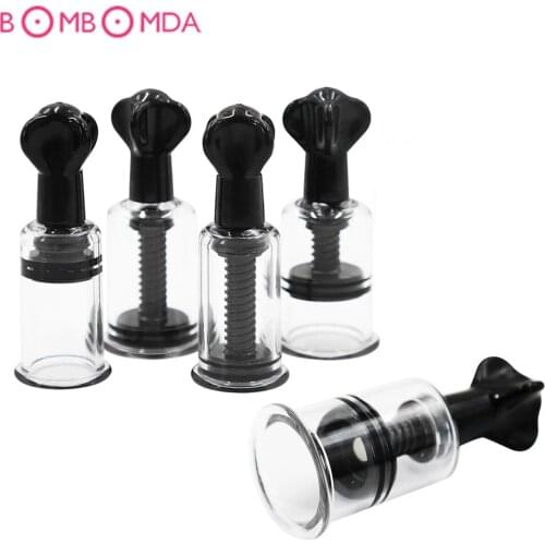 Breast Nipple Sucker Of 4 Sizes Sexy Breast Massage Clip Enhancement Vacuum Pump Sucker Breast Enlarger Vibrating Sex Adults Toy