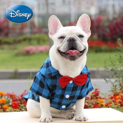 Disney Spring and Summer Simple and Comfortable Size Dog Clothes Cute Cartoon Plaid Shirt Pet Clothes