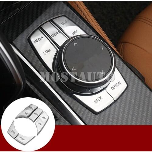 For BMW X3 G01 X4 G02 Inner Console iDrive Multimedia Button Cover 2018-2019 5pcs Car Accessories Interior Car Decor Car Trim