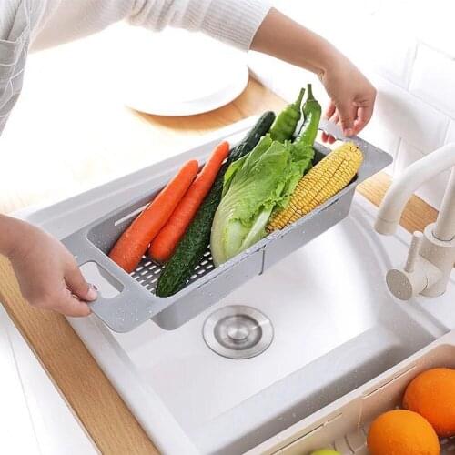 Home Kitchen Storage Basket wash Vegetable Fruit Basket Retractable Filter drain rack Large Capacity Storage Organizer