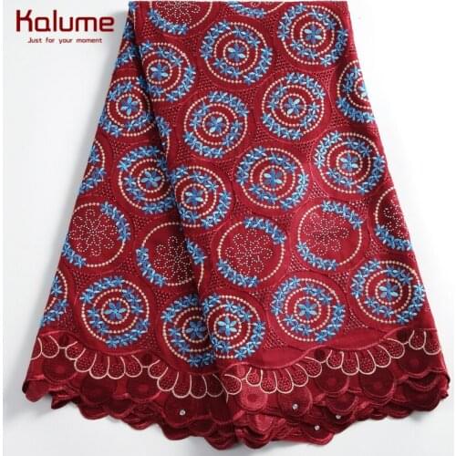 Kalume 2021 High Quality African Swiss Cotton Lace Fabric Latest Nigerian Swiss Voile Lace Fabric Stones For Wedding Party F2251