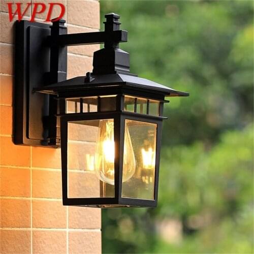 WPD Outdoor Wall Lamp LED Classical Retro Black Light Sconces Waterproof Decorative for Home Aisle