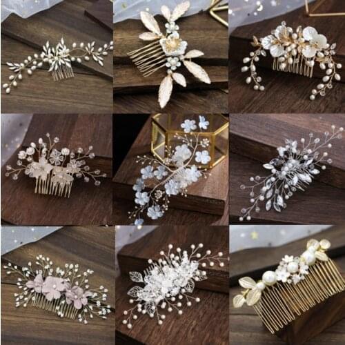Bridal Hair Accessories Crystal Peals Hair Combs Wedding Hair Clips Accessories Jewelry Handmade Women Hair Ornaments Headpieces