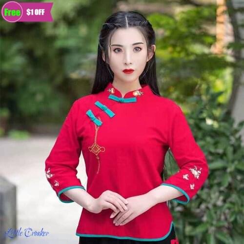 Women Plus Size Tangzhuang Lattice Chinesische Kleidung Traditional Clothes Chinois Cotton Cheongsam Tops Chinese Oriental Shirt