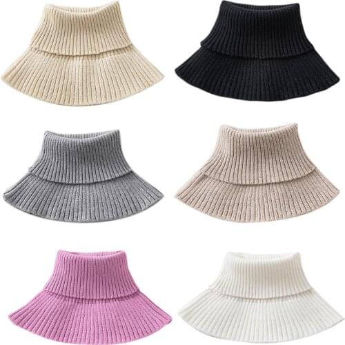 Ribbed Knit Fake Collar Winter Detachable Sweater Turtleneck Dickey Neck Warmer