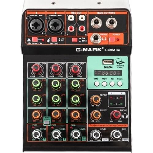 1Set 4 Channel Professional Mixer Bluetooth USB Sound Card Family Stage Use MK012F