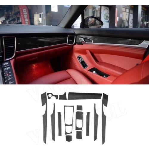 14 PCS/Set Dry Carbon Fiber Interior Trims Dashboard Meter Bar Cover Mouldings for Porsche Panamera 970 2010-2017 Door trim