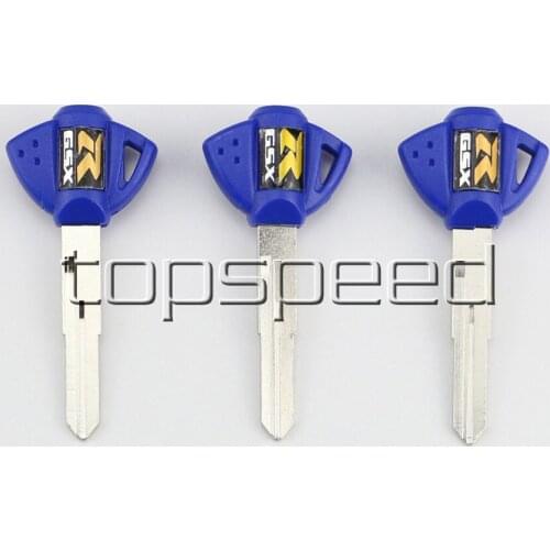 3 PCS Blue Blank Key Uncut For Suzuki GSX-R GSXR 600 750 1000 Motorcycle Chrome Blade