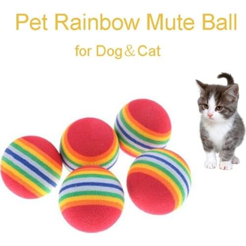 3pcs Rainbow Pet Toys Ball Interactive Mute Training Balls Pet Toys Kitten Dog Play Chewing Supplies