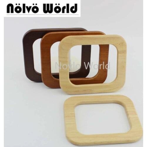 4-10 Pieces,4 colors 15*13cm Solid Wood square shaped handles for bags,Wooden Purse Hand Bag Handles