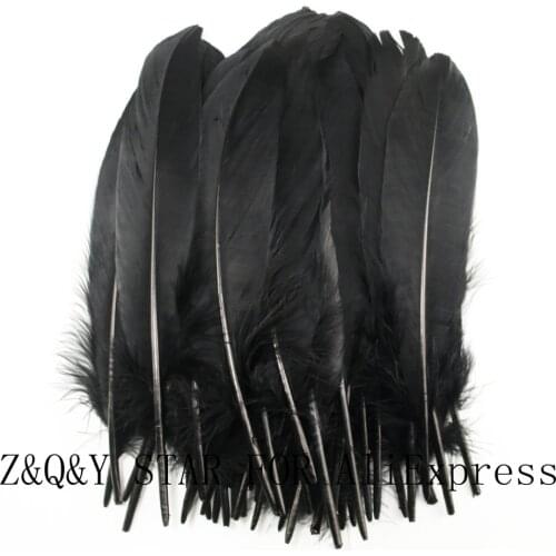 50-200 natural goose feathers 15-20CM dyed black DIY craft jewelry clothing feathers