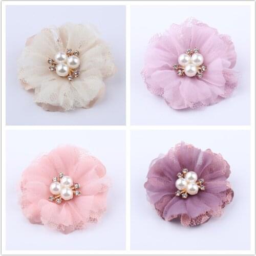 Free ePackt 6cm Chic Satin Lace Mesh Flower for DIY Girls Headdress Clothes Shoes Hat Bag Sewing Crafts Scrapebooking Decoration