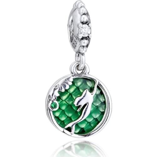 Ariel Dangle Charm Authentic 925 Silver Jewelry Fits Beads Bracelets & Necklaces DIY Fashion Female Jewelry Charm