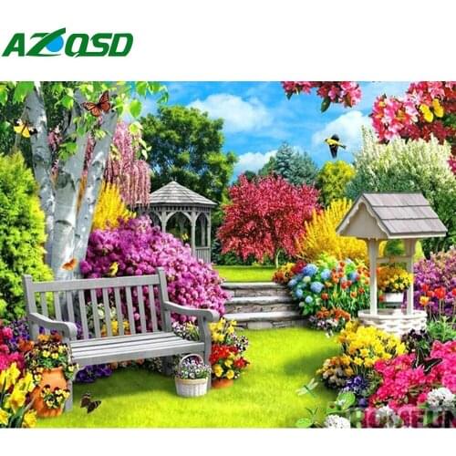 AZQSD Diamond Embroidery Garden Landscape Diamond Mosaic Flower Cross Stitch 5D Full Square Drill Diamond Painting Home Decor