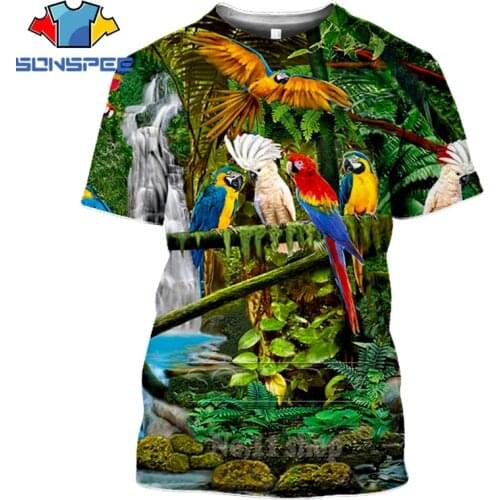 3D Print Parrot Brand T Shirt Peacock Tshirt Bird T-shirt Men Women Animal Harajuku Fun Flower T Shirts Punk O-neck Tee Colthing