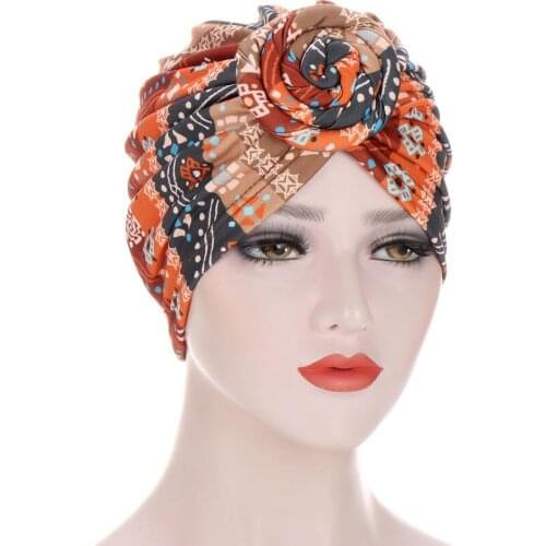 New Turban Hats for women Pre Tied Silky African Pattern Knot Headwrap Caps for Cancer