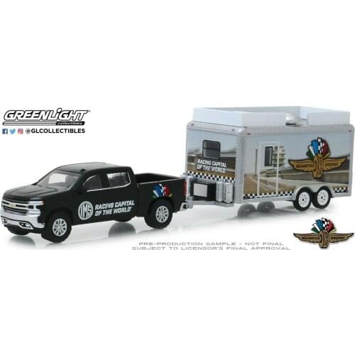 GreenLight 1:64 2019 Chevrolet Silverado and Motor Trailer alloy toy car toys for children diecast model car Birthday gift