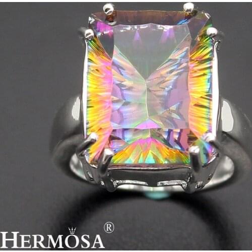 Hermosa Dreamy LOVE GIFT Rainbow Fire Jewelry Romantic Womens Ring Size 7# 8# 9# HERMOSA MOTHERS DAY HOT