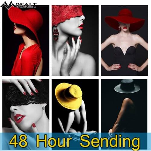 Canvas Painting wall art HD Fashion woman in hat poster and Prints Nordic Modern Hoom Decor Living Room Wall Figure Painting