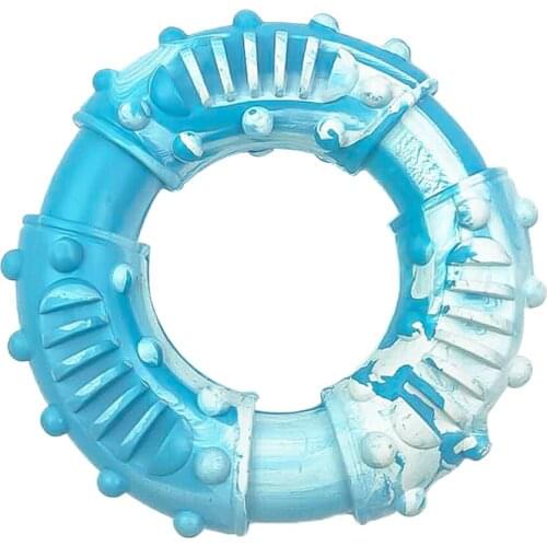 Pet Toy Dog ​​Bite Toy Ring Non-Toxic Natural Rubber Dog Round High Hardness Chew Toy Dog ​​Bite Rubber Toy Blue And White