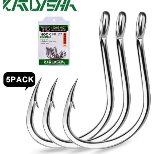 KATYUSHA 50Pcs Jig Head Fishing Hooks 1/0-5/0# Crank Barbed Fishhooks Sharpened Fish Hook High Carbon Steel Single Carp Hooks