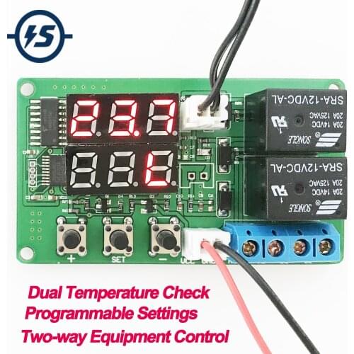 Temperature Controller Programmable Sensor Relay Module -20-100C NTC Sensor 10A DC 12V High Precision