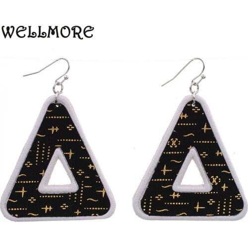 WELLMORE leather Drop dangle earrings for women trilateral earrings 2021 fashion Female jewelry dropshipping whlesale