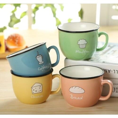 Creative Candy Color Ceramic Mug Coffee Milk Breakfast Cup Cute Porcelain Tea Mugs 250ml Novetly Gifts