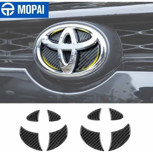 MOPAI Soft Carbon Fiber Car Front Rear LOGO Label Decoration Sticker for Toyota 4Runner 2010+ Auto Interior Accessories