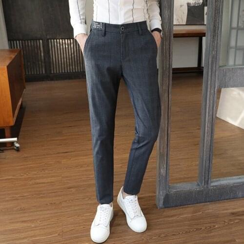 2021 New Business Dress Pants Men Solid Color Office Social Formal Suit Pants Casual Streetwear Wedding Trousers Pantalon Homme