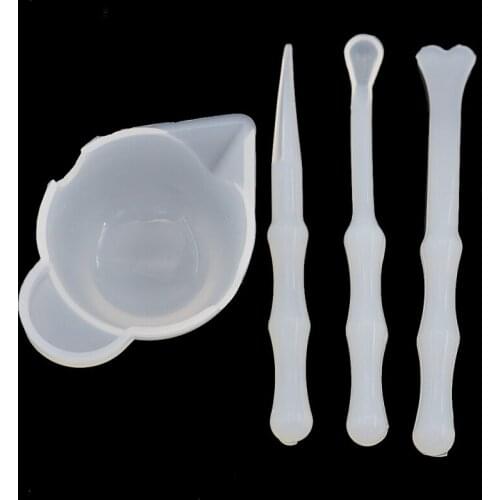 Chzimade 4Pcs/lot DIY Resin Craft Tools Set UV Resin Color Mixing Silicone Cup Reusable Bowl Stirrers Epoxy Pigment Mixer