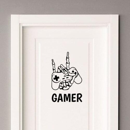 YOJA 15.2*25CM Skeletal Hand GAMER Joystick Teen Room Decor Stickers Bedroom Door Decals D1-0077