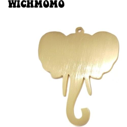 2019 New 2pieces/bag 51mm Gold Aluminium Alloy Wire Drawing Big Elephant Charms Pendant for DIY Necklace Earring Accessories