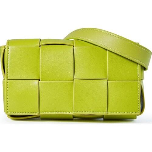 2021 new real cowhide handbags woven small square bag multi-back fashion shoulder bag candy color messenger womens bag