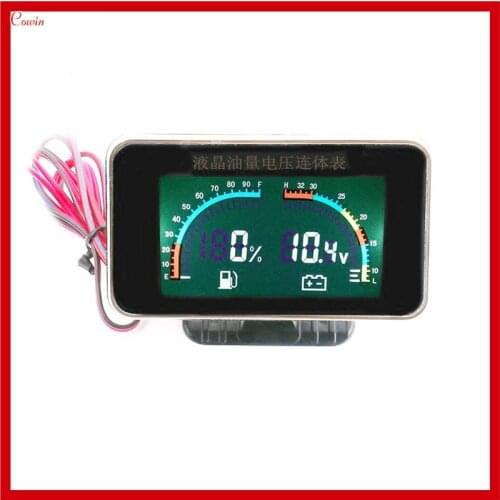 New Universal 2 Funtions Digital Lcd 12v / 24v Car Truck Oil Fuel Gauge Level Meter + Voltmeter Voltage Gauge