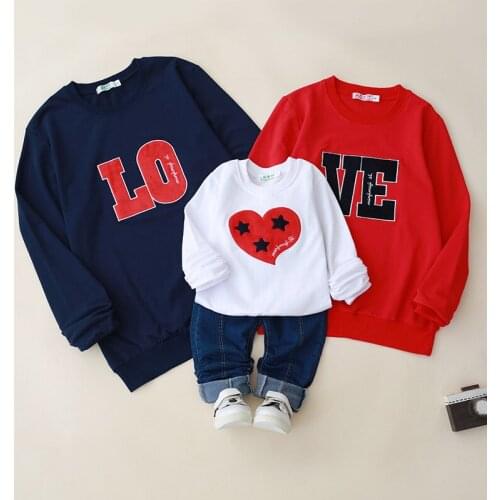 Family Matching Clothes Outfits Look Father Mother Daughter Son Love Sweatshirt Kids Long Sleeve Top Family Wear