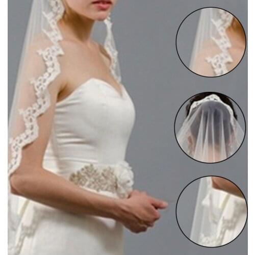 One-Layer Polyester nagerian weding lace all white wedding outfits wedding accessories Elbow Length Veil New 2022
