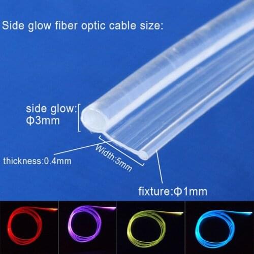 100mX Transparent soft Skirt side glow 3mm diameter plastic PMMA fiber optic cable for car lighting express free shipping