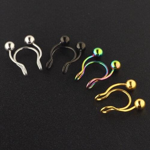 Mixed Color Stainless Steel Nose Lip Hoop Septum Rings for Women Men