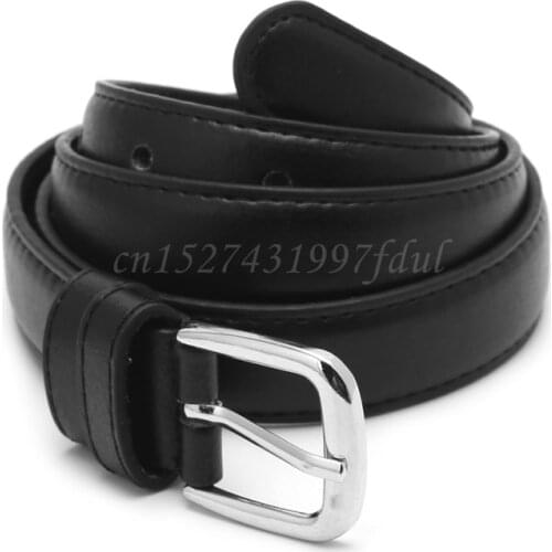 Fashion Female Antique Black Belt Metal Buckle Jeans Woman Faux Leather Belt