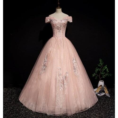 Light pink princess belle court embroidery bead ball gown fairy fancy ball gown Medieval Gown Victorian Ball stage performance