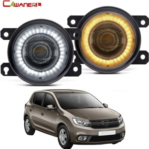 2 X Car Front Bumper LED Fog Light Assembly Angel Eye DRL Daytime Running Light 30W 12V For Dacia Sandero Hatchback 2008-2015