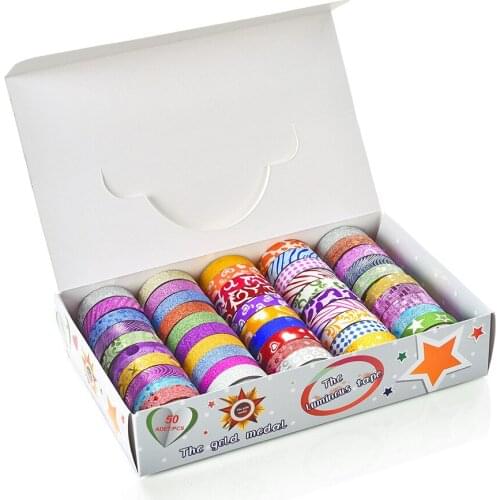 50pieces/set Luminous Tape Washi Tape Gold Metal Candy Colors Decorative Adhesive Masking Tapes For Scrapbooking Diy Albums