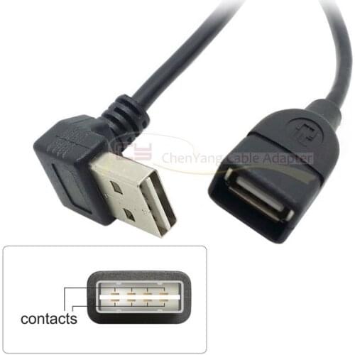 Vertical bend dual USB2.0 USB extension cable 1 meter cable elbow extension direction min without