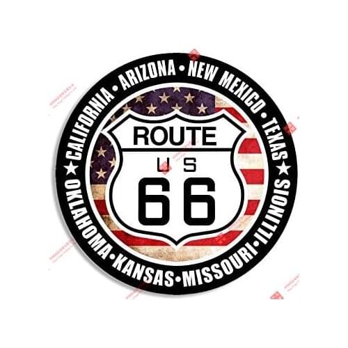 Interesting Car Round US Route 66 Sign W/All 8 States Car Styling PVC Vinyl Motorcycl Accessories