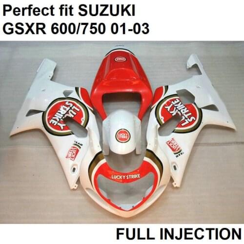 High quality injection mold fairings for Suzuki GSXR600 2001 2002 2003 white red fairing kit GSXR 750 01 02 03 VN38