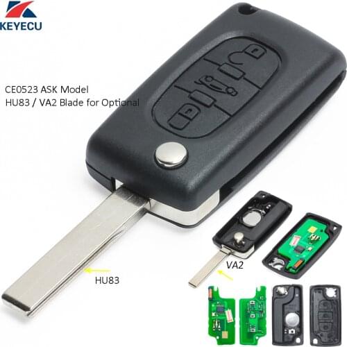 KEYECU Replacement Remote Car Key Fob 3 Button 433MHz Electronic ID46 for Citroen C2 C3 C4 C5 C6 C8 2011.04 After 0523 Model
