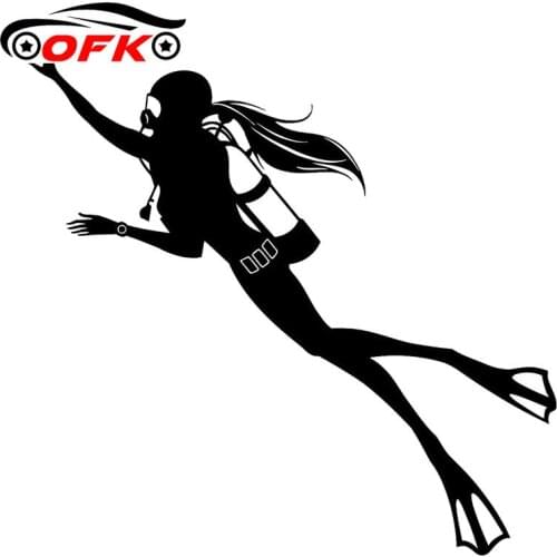 OFK 16.8*16.4CM Special Decal with Scuba Diving Movement Cartoon Characters of Female Diver Stickers Car Styling