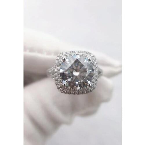 VVS D 18K Gold Au750 Round Moissanite 3 Carats Luxury Full Diamond Womens Ring