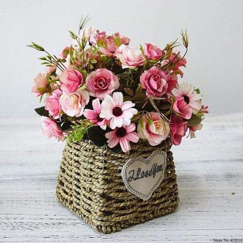 1 Bouquet Colorful Artificial European Silk Flowers Daisy&Rose Flower Bouquet For DIY Wedding Party Decor Home Vases Decorations